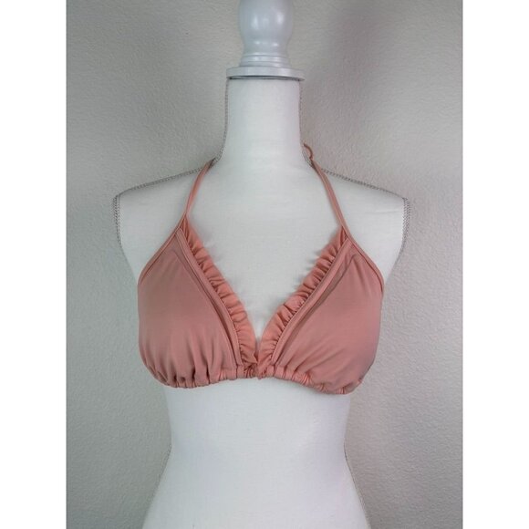 Victoria's Secret women's medium peach pink triangle bikini swim halter top - Picture 1 of 4